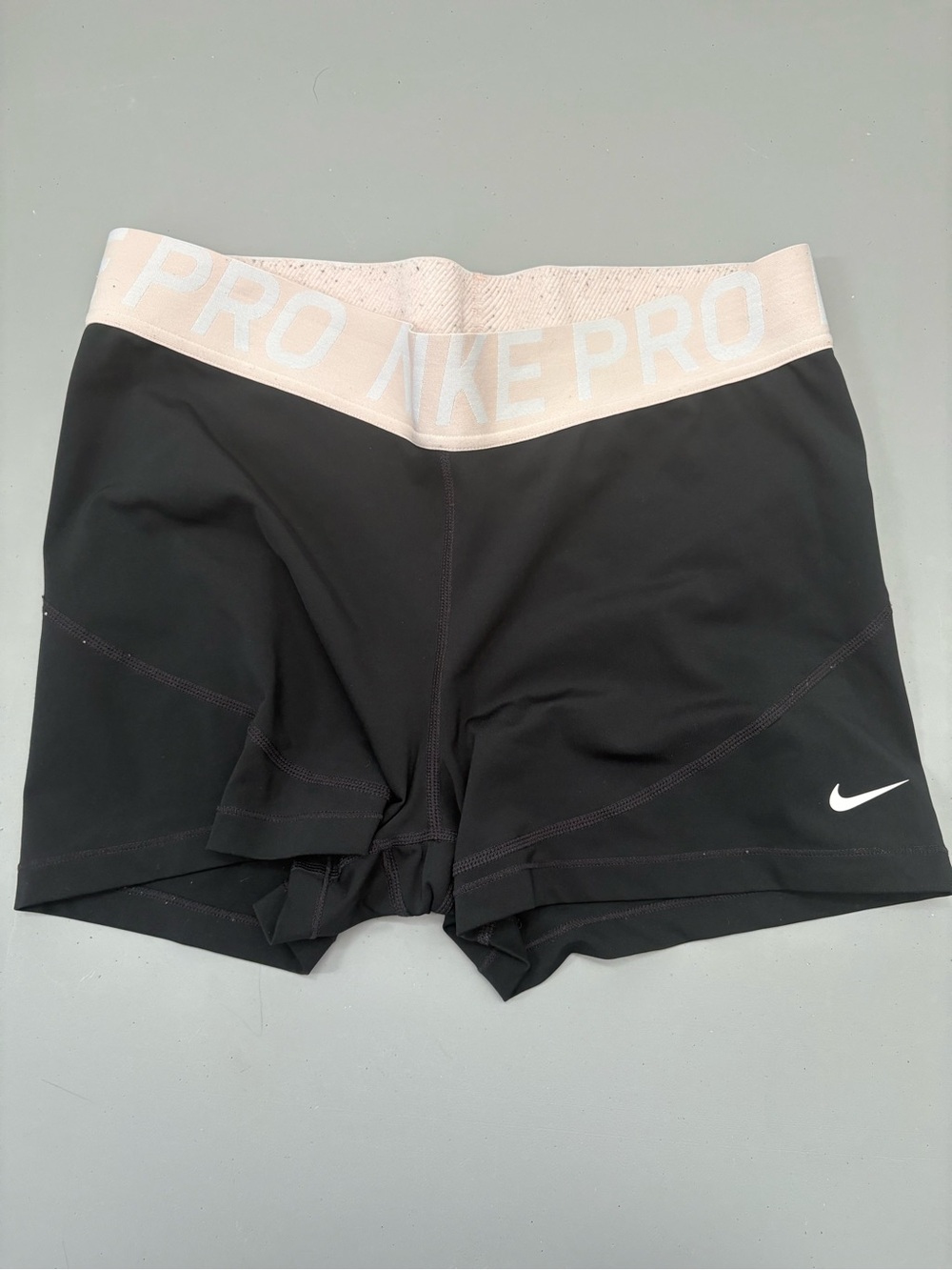 Nike Women’s Black Bike Shorts with Light Pink Waistband